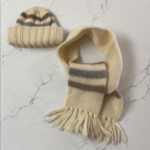 Winter wool knit scarf and hat set